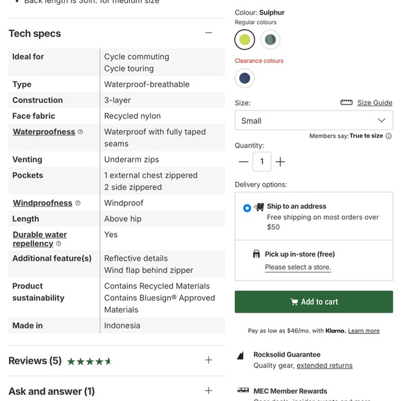 MEC Revolution Cycling Jacket (Water/Wind Proof) - Picture 6 of 15